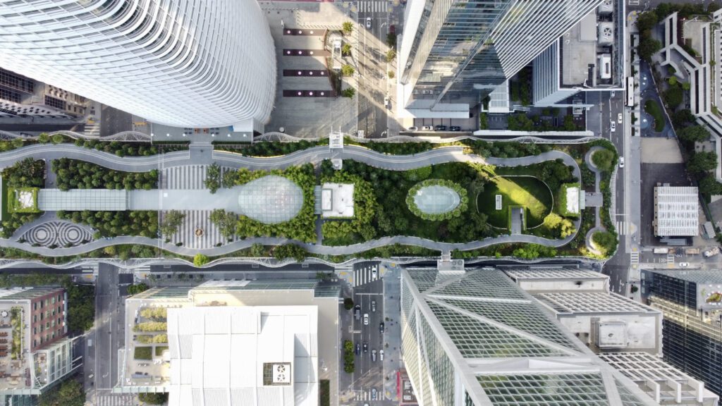 aerial shot salesforce transit center san francisco usa