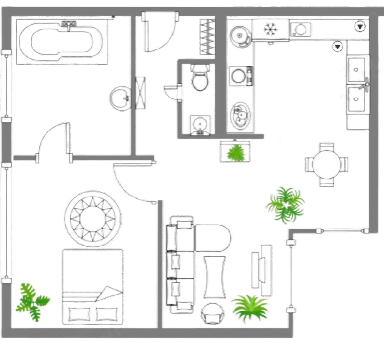 Figure 1. Plan of chosen 1-bedroom apartment in the commune of Jette in Brussels