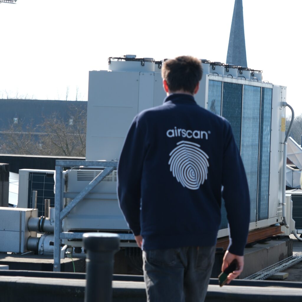 Airscan on top of a residential house to analyze the ventilation system.