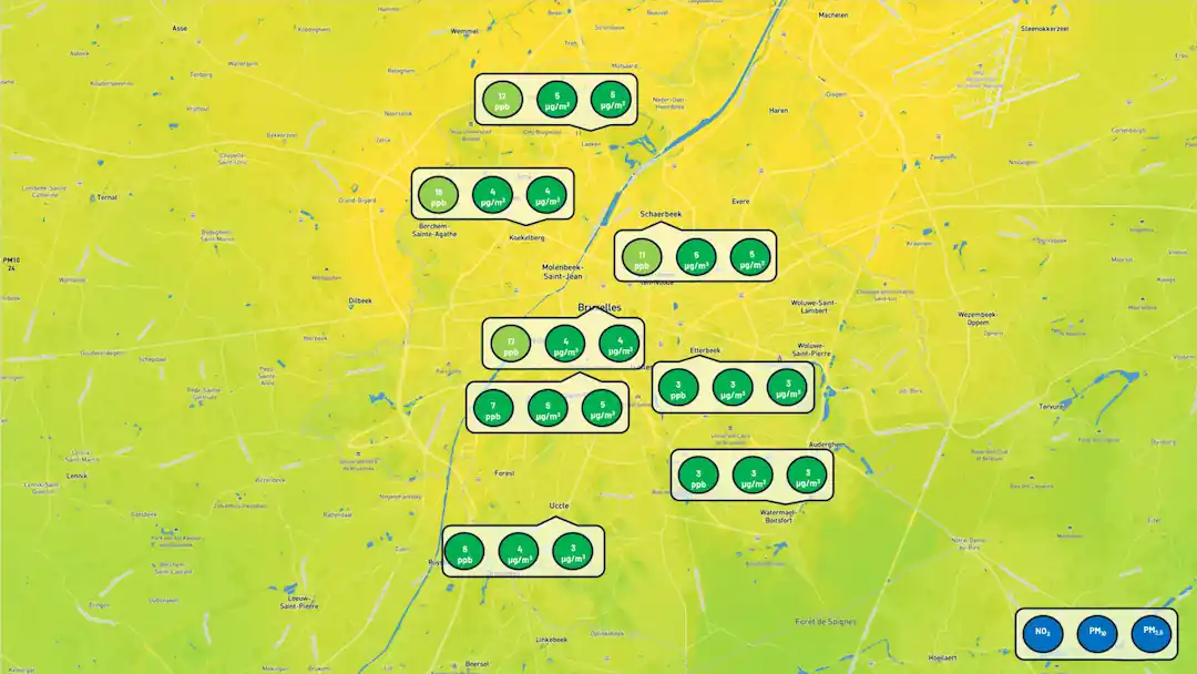 Image 1 : Résultats de la campagne sur la qualité de l'air à Bruxelles