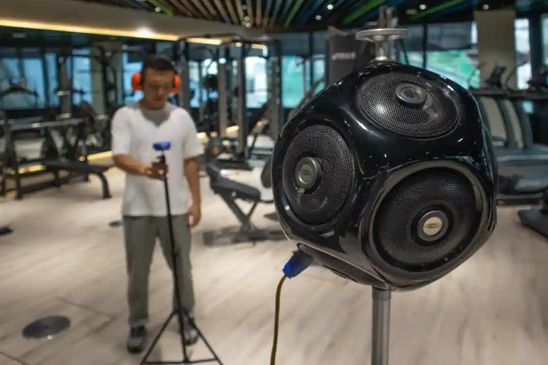 Adyl performing acoustic testing at Merdeka 118 gym